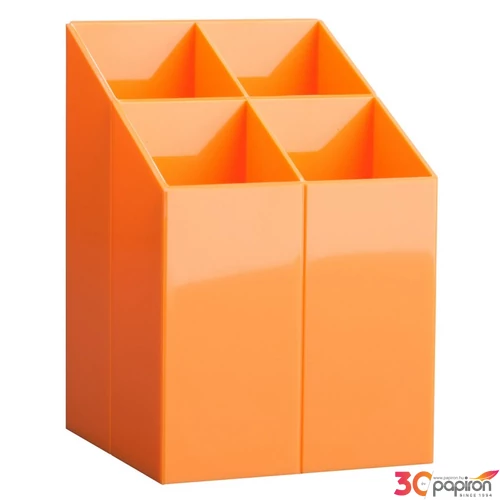Írószertartó asztali ICO Pen Holder transzparens narancssárga rekeszes írószertartó, asztali írószerta