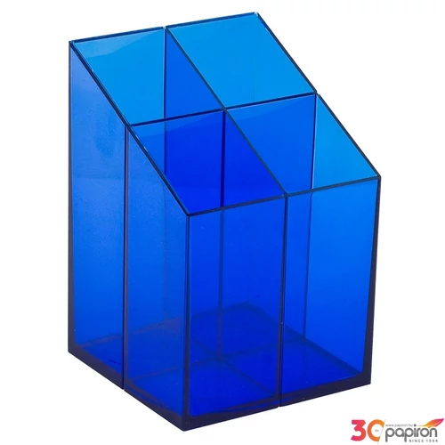 Írószertartó asztali ICO Pen Holder transzparens sötétkék rekeszes írószertartó, asztali írószerta