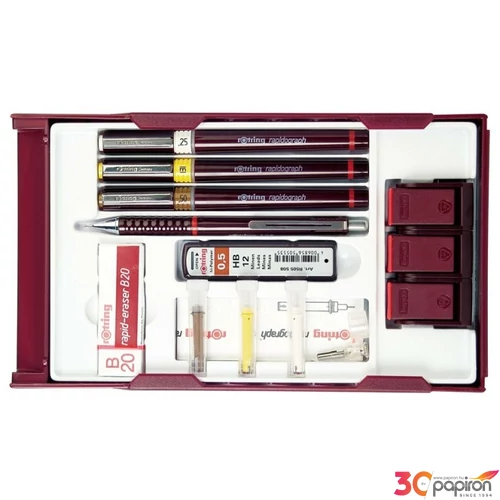 Rotring csőtoll Isograph szett college szett "3+1 0,25; 0,35; 0,50mm"