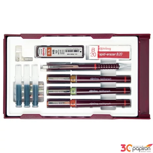 Rotring csőtoll Isograph szett college szett "3+1 0,20; 0,40; 0,60mm"