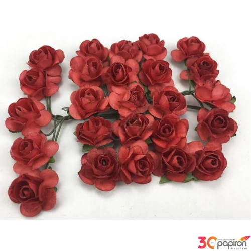 Rózsafej papír színes betűzős pick dekor piros 1,6cm (25db/csomag)