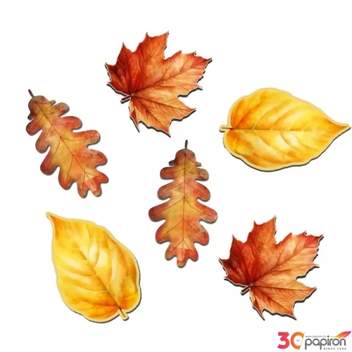 Nyomtatott dekorkarton Őszi falevelek 4-5 cm 6 db/csomag