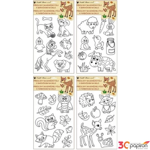 Sablon kontúros 30x21cm adhezív fólián, vegyes minták 