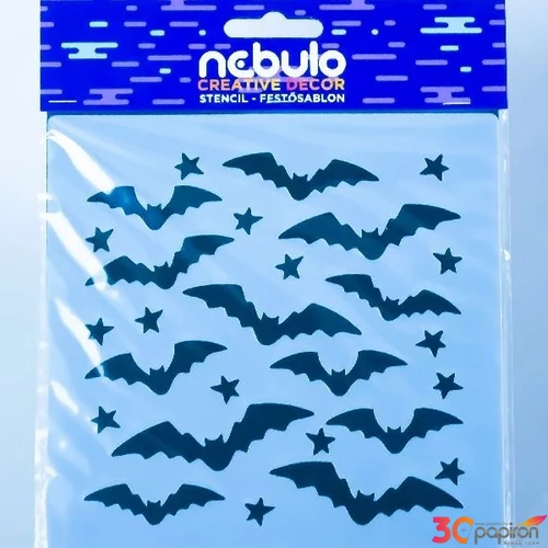 Sablon stencil Halloween denevér 14,5x14,5cm nebulo