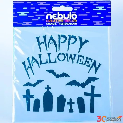 Sablon lap, stencil Halloween temető 14,5x14,5cm nebulo