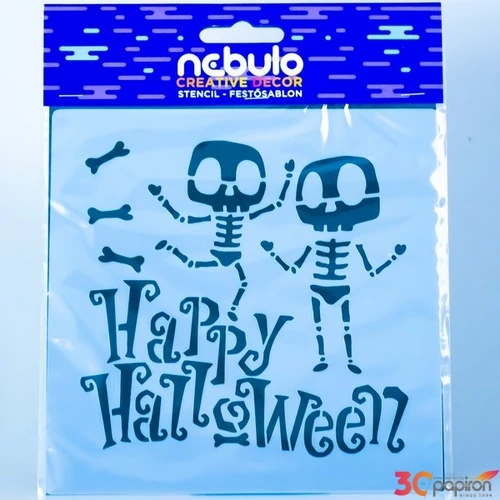 Sablon stencil Halloween csontok, 14,5x14,5cm nebulo
