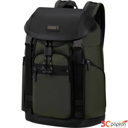 Samsonite utazótáska Relyon Backpack M 15.6"+Flap 153267/1388-Green
