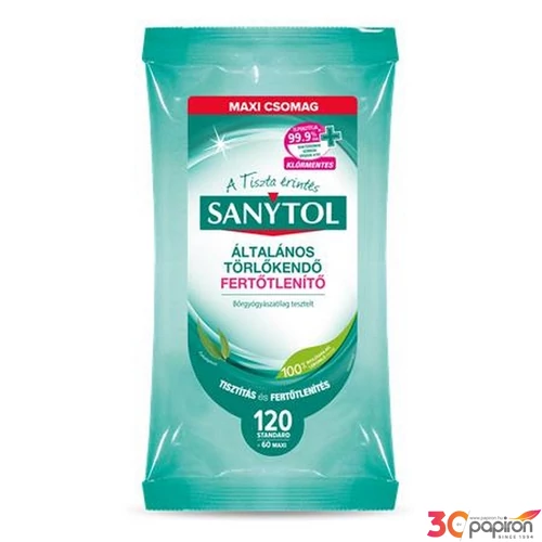 Fertőtlenítő törlőkendő Sanytol 60 db maxi KHT1016 KHT1016