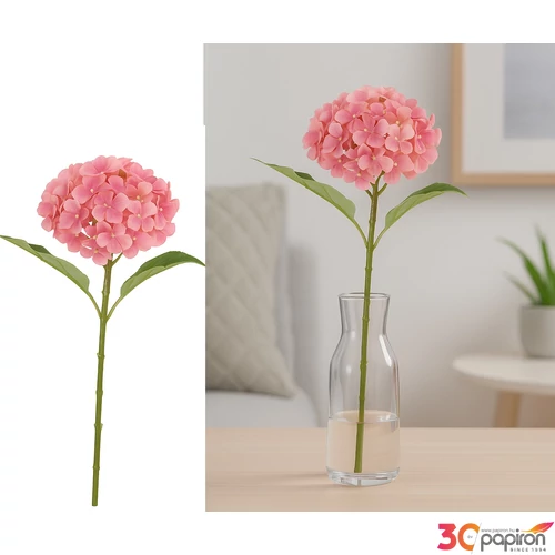 Selyemvirág művirág 40cm hydrangea aletta rózsaszín 14x14x40cm DST5 hortenzia élethű