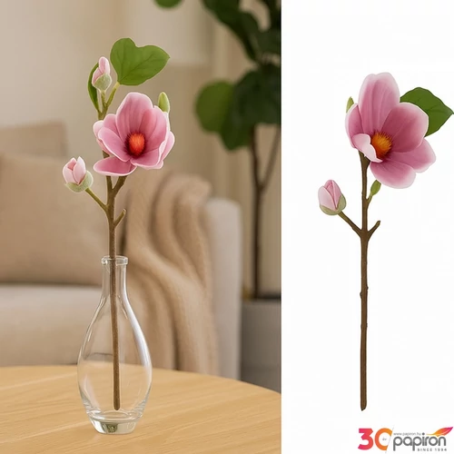 Selyemvirág - művirág 61cm magnolia rózsaszín 61x15x10cm SDDST5 élthű túlipánfa ág