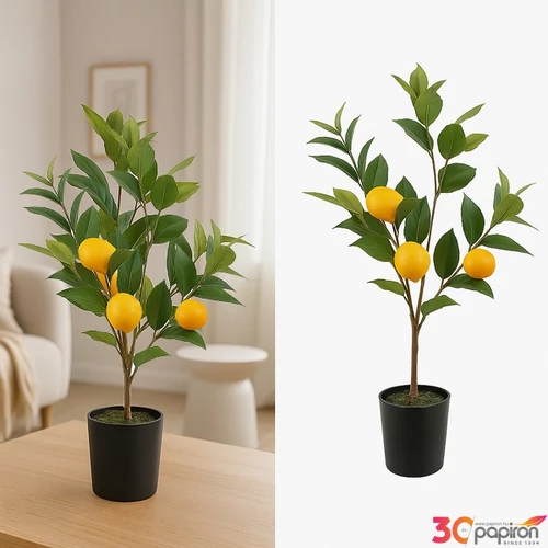 Selyemvirág - művirág 70cm citrus citrom citromsárga 33x28x70cm SDDST5 élthű