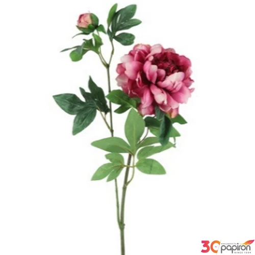 Selyemvirág - művirág 68cm paeonia pink ciklámen 15x15x68cm SDDST5 pünközsdirózsa bimbókkal élethű