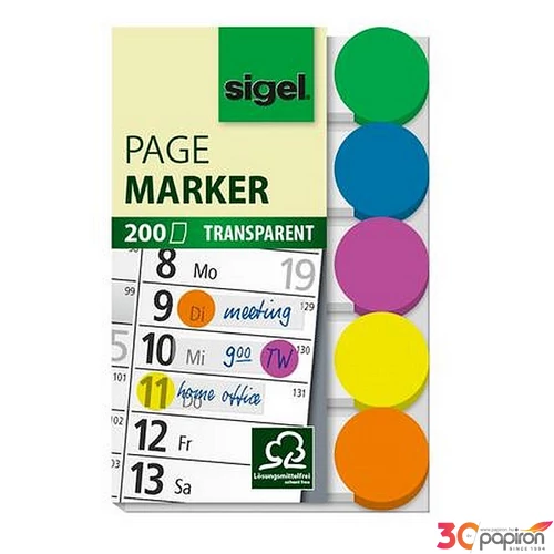 Sigel Jelölőcímke műanyag, vegyes szín 5x40 lap,50x12mm