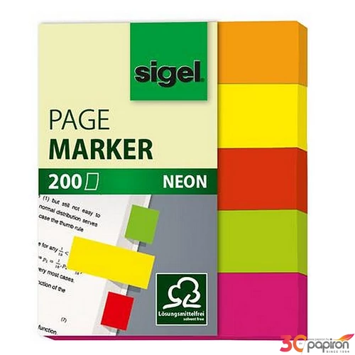 Sigel Jelölőcímke Neon Mini, papír, vegyes szín 5x40 lap, 12x50 mm