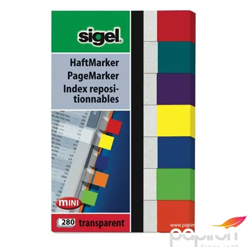 Jelölőcimke Sigel mini műanyag címke 7 szín 40lap HN677