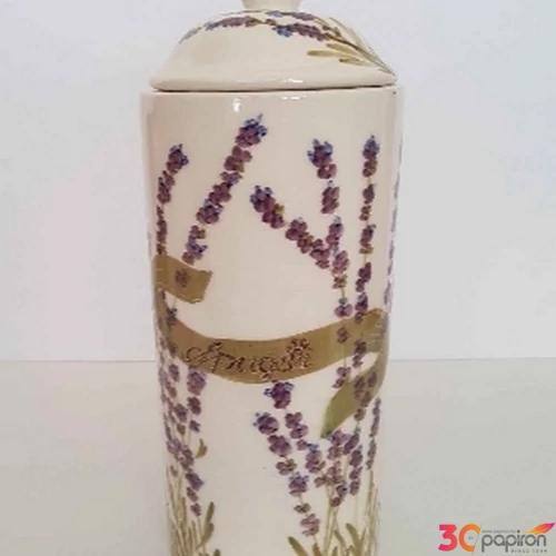 Spagettitartó kerámia 12x30cm Levendulás kézzel festett