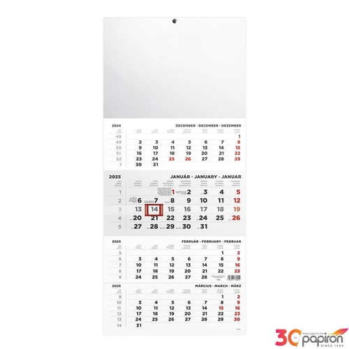 Speditőrnaptár 2025 T079 1 tömbös 4 havi üres fejrész Reklámfelület: 315x480 mm