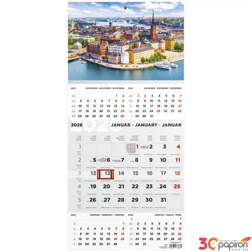 Speditőrnaptár 2026 T076 Speditőr 5 Havi Város Fej Toptimer 2026 kollekció!