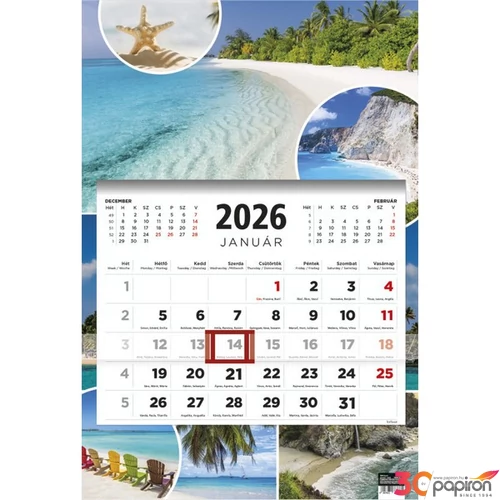 Speditőrnaptár 2026 T081 Speditőr 1 Tömb Beach Toptimer 2026 kollekció!