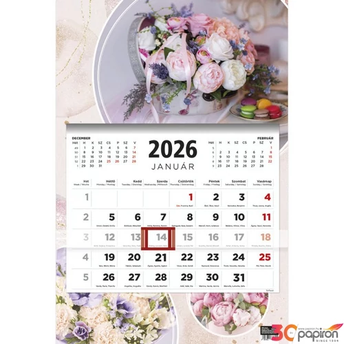 Speditőrnaptár 2026 T081 Speditőr 1 Tömb Virágok Toptimer 2026 kollekció!