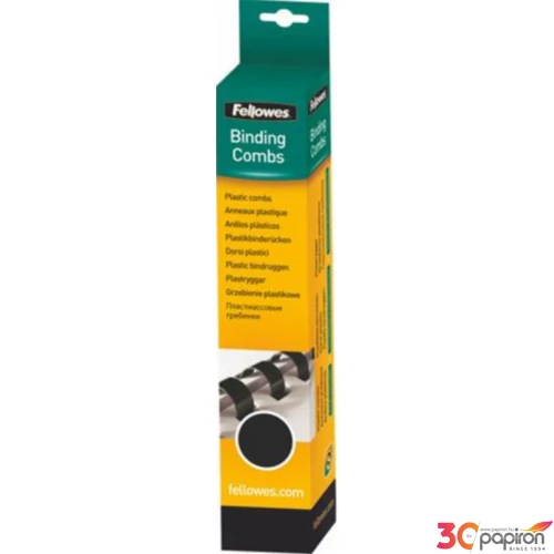 Spirál 12mm Fellowes műanyag 56-80lapig, fekete 25db/csomag