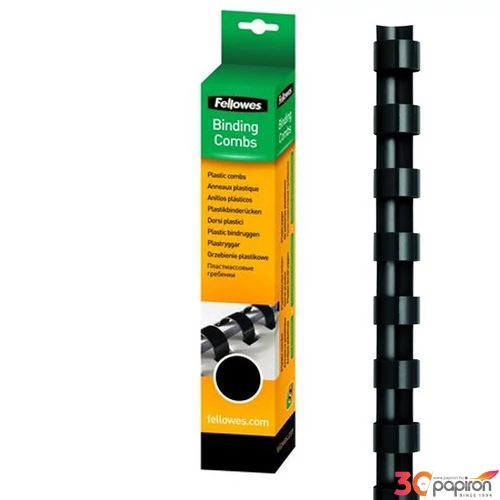 Spirál műanyag Fellowes 16 mm, 101-120 lap, 25 db, fekete