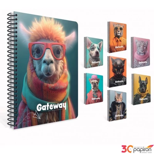 Spirálfüzet A4 Gipta Gateway PP borítással 100 lapos kockás 7194
