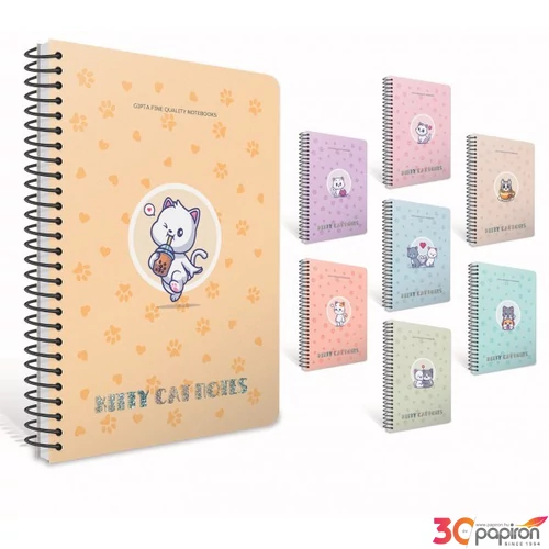 Spirálfüzet A4 Gipta Kitty Cat PP borítással 100 lapos kockás 7283