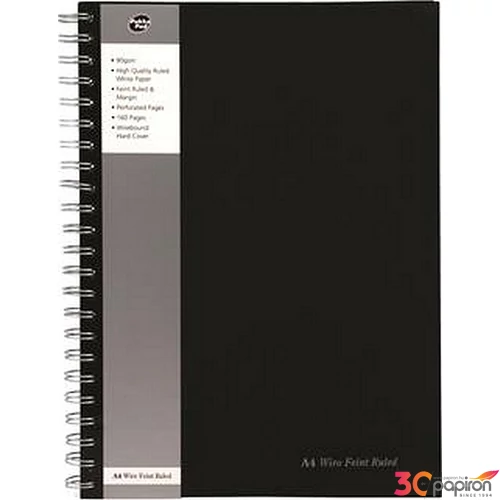 Spirálfüzet A4 Pukka Pad Black Range 80lap vonalas fekete Irodai füzet Pukka Pad SBWRULA4