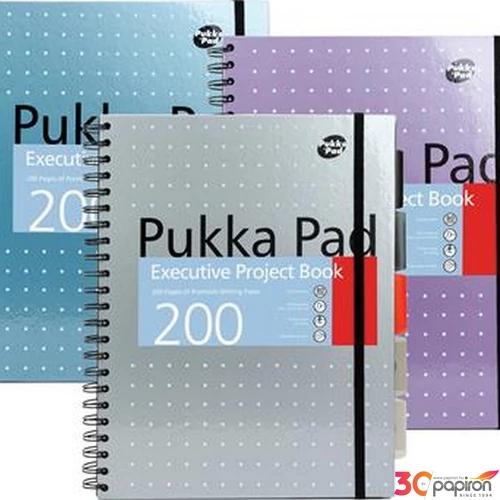 Spirálfüzet A4+ Pukka Pad vonalas, 100 lapos,Metallic Project Book vegyes színek