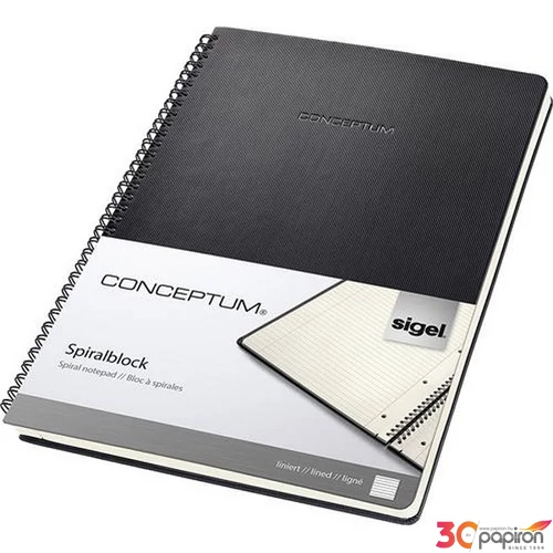 Spirálfüzet A4 Sigel Conceptum Conceptum exkluzív 80lap vonalas fekete Irodai füzet Sigel CO821