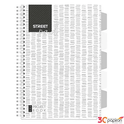 Spirálfüzet A4 Street 100lap regiszteres White vonalas