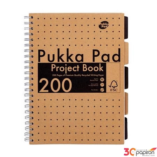 Spirálfüzet A4 vonalas 100 lap, PUKKA PAD Kraft project book PUP9566