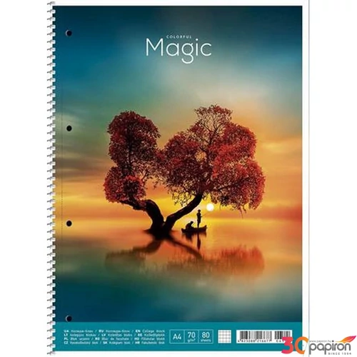 Spirálfüzet A4+ vonalas 80lap, SHKOLYARYK Colourful magic vegyes