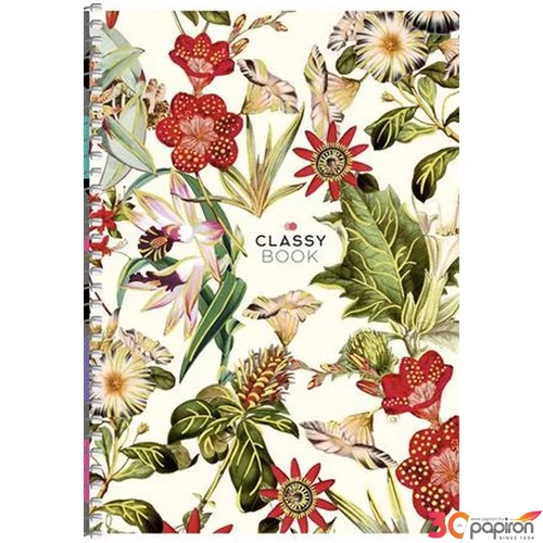 Spirálfüzet A5 kockás 80lap, keményfedeles Classy book vegyes