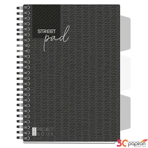 Spirálfüzet A5 Street Black vonalas 100 lap regiszteres 