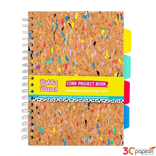 Spirálfüzet B5 Pukka Pad Cork Project Book 200 oldalas vonalas parafa borító