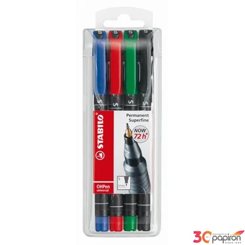 Alkoholos marker Stabilo OHP S 0,4mm tűhegyű 4színű készlet Írószerek STABILO 841/4