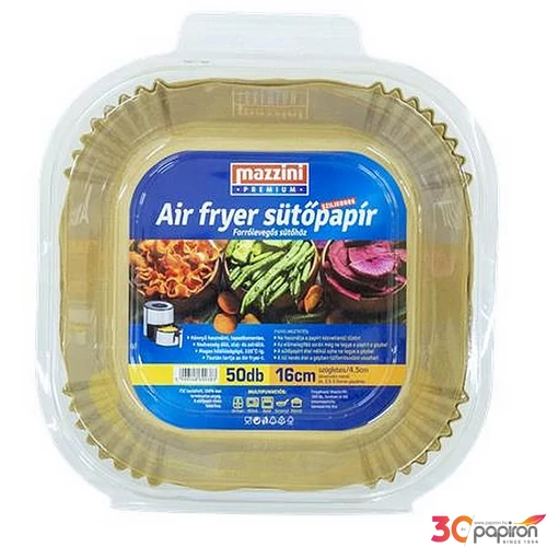 Sütőpapír szilikonos Air Fryer készülékhez szögletes 16cm 50db MAZZINI Premium