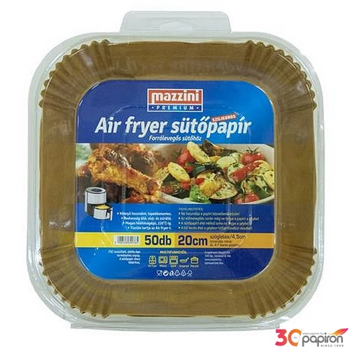 Sütőpapír szilikonos Air Fryer készülékhez szögletes 20cm 50db MAZZINI Premium