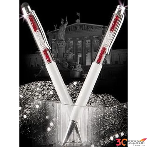 Swarovski toll C. krémf. testű Piros-Fehér-Piros Kristály Tölt. Gravíro Made With Swarovski Elements