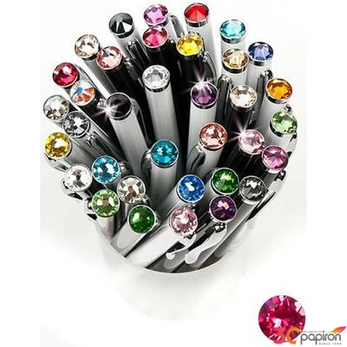 Swarovski toll E. fehér testű Eper Színű Kristály Gravírozható Made With Swarovski Elements