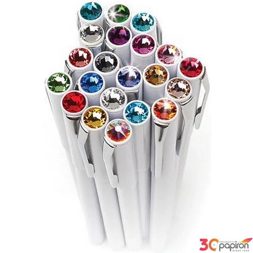 Swarovski toll M. fehér testű Mágneses Eper Kristály Gravírozható Made With Swarovski Elements