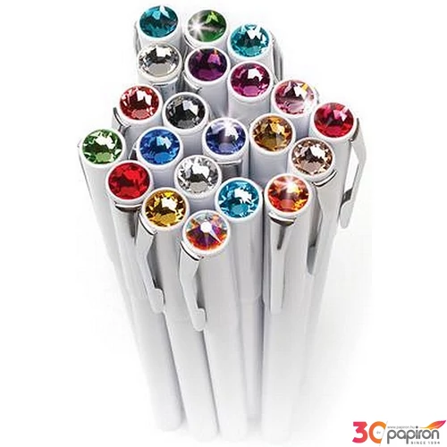 Swarovski toll M. fehér testű Mágneses Türkiz Kristály Gravírozható Made With Swarovski Elements