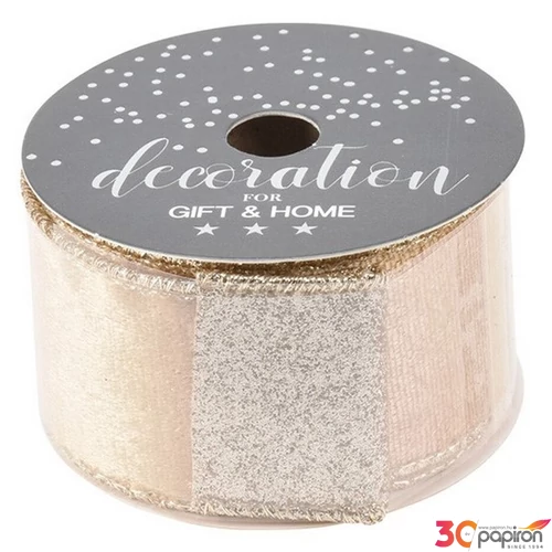 Szalag 100% poliészter 38x2700 velúr csillámmal 4x2,7cm kpm