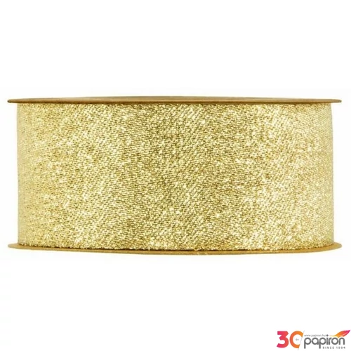 Szalag textil csillogós óarany 40 mm