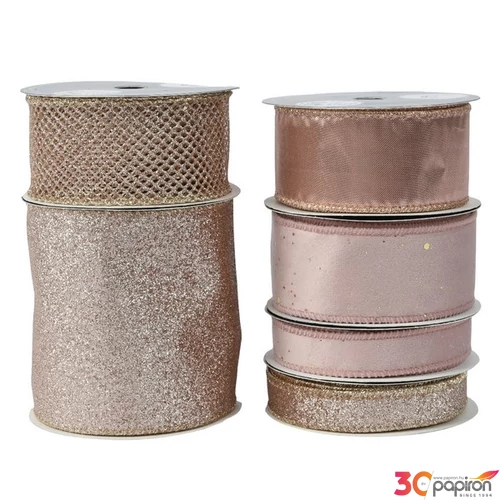 Szalag textil 24' rosegold 270cm x 2cm sdkae