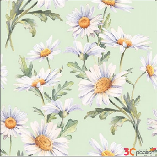 Szalvéta 25x25cm Beautiful daisies green 20db-os 