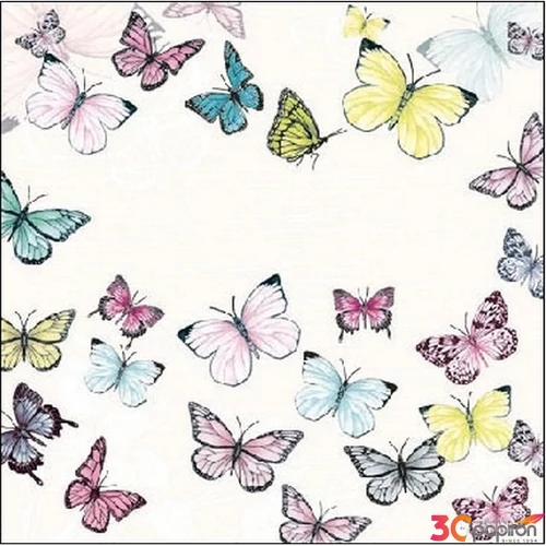Szalvéta 25x25cm Butterfly White 25x25cm ,20db-os 
