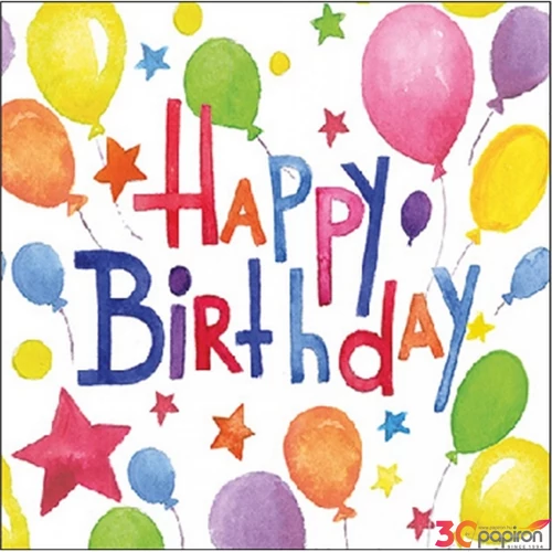 Szalvéta 25x25cm Colourful birthday 20db-os 